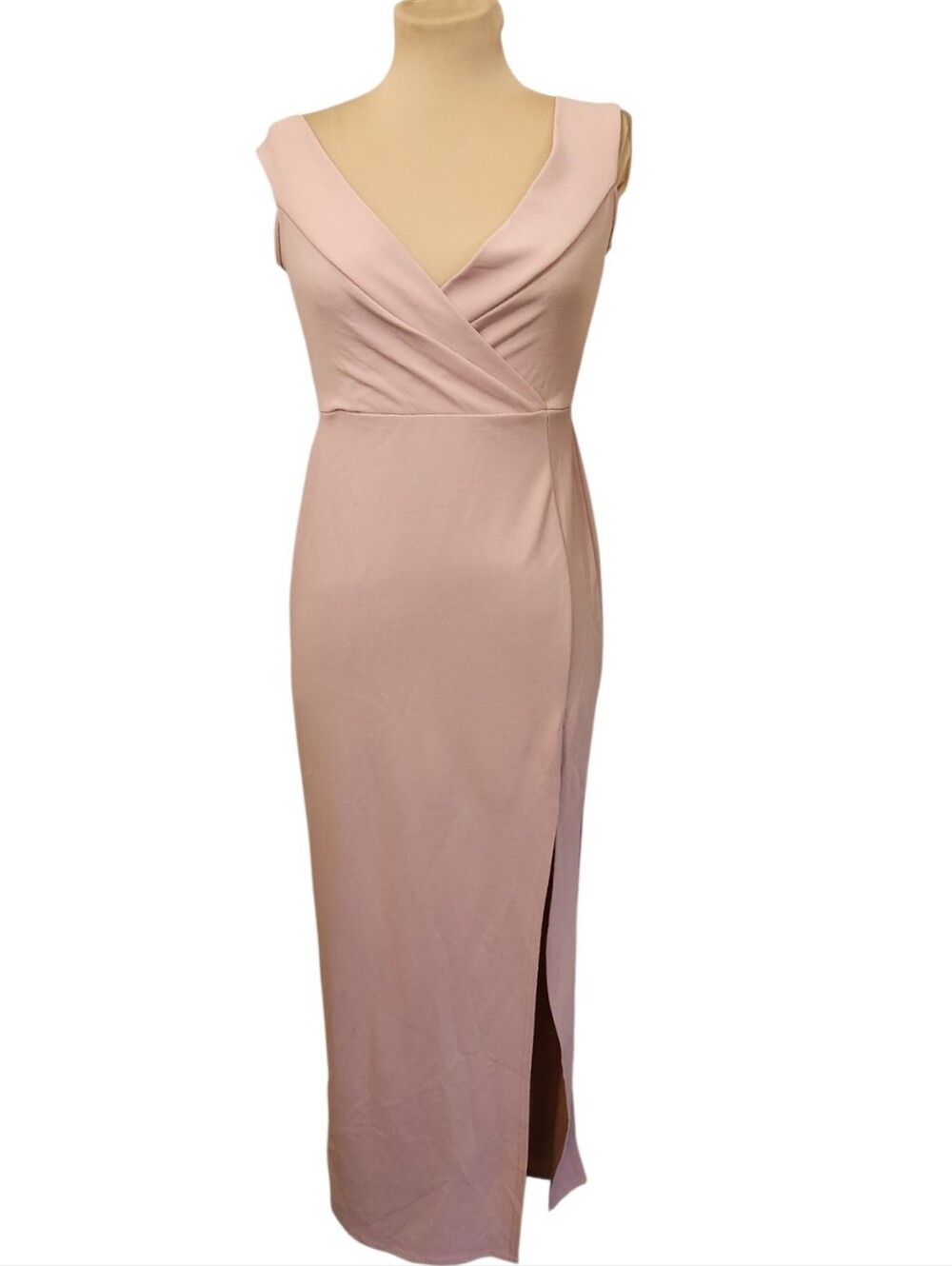 NASTY GAL Rose Off The Shoulder High Slit Midi Dress - Size 8 - Picture 4 of 16